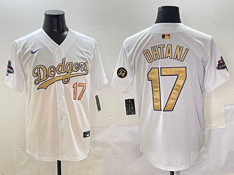 Men Los Angeles Dodgers #17 Ohtani White Gold Game Nike 2025 MLB Jersey style 26->chicago cubs->MLB Jersey